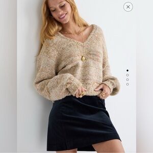 J. Crew V Neck Variegated Nubby knit sweater  NWT XL